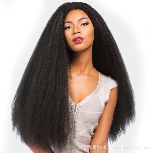 Raw Indian Remy Yaki Human Hair Wig with Closure Wholesale Virgin 4x4 lace frontal Wig Kinky Straight human hair wig